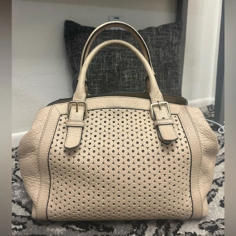 Kate Spade Beige Perforated Satchel